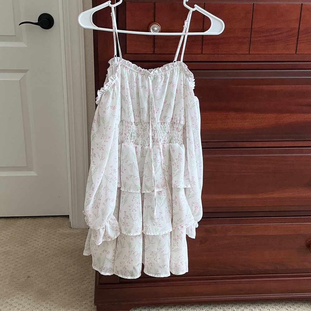 Rue21 White Dress with Pink Floral Accents
